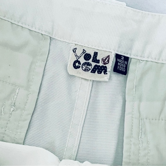 Y2K VOLCOM Pleated Button-fly Low Rise Jacquard Beach Short - Picture 8 of 11